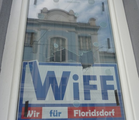Vandalenakt gegen das WIFF Büro. Chicago in Floridsdorf.