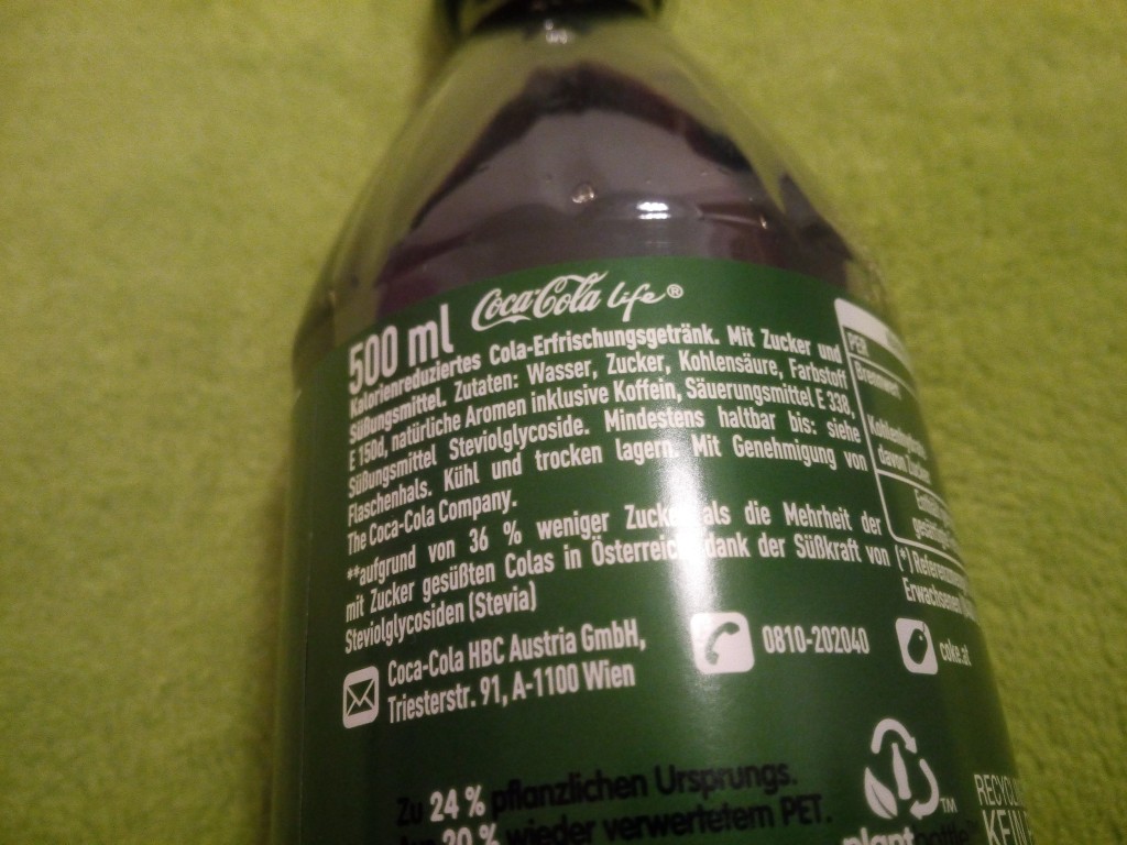 Coca-Cola life Inhaltsstoffe - (c) stebo